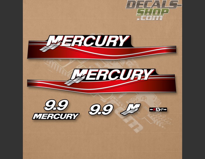 Mercury 9.9HP Two Stroke 2005-2006 Outboard Decal Kit